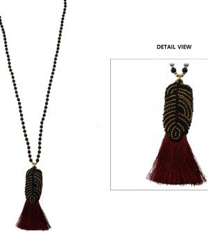 <font color=black>SALE ITEMS</font> :: JEWELRY :: Necklaces :: Thread Tassel Seed Bead Fashion Necklace