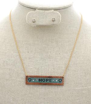 <font color=black>SALE ITEMS</font> :: JEWELRY :: Necklaces :: HOPE Leather Bar Necklace Set