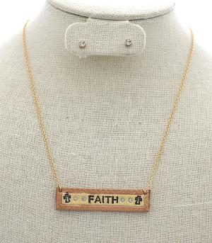 <font color=black>SALE ITEMS</font> :: JEWELRY :: Necklaces :: FAITH Leather Bar Necklace Set