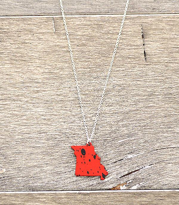 <font color=black>SALE ITEMS</font> :: JEWELRY :: Necklaces :: Trendy Georgia State Necklace