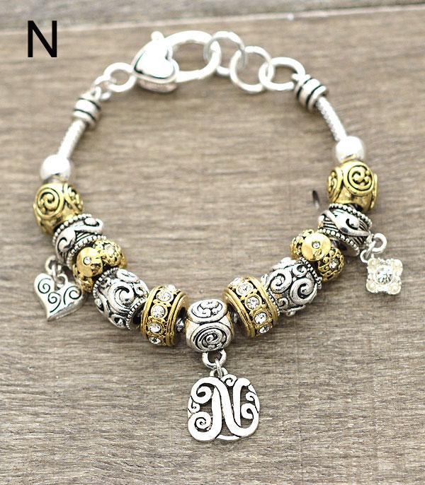 INITIAL JEWELRY :: BRACELETS | EARRINGS :: Beaded Initial Charm Bracelet