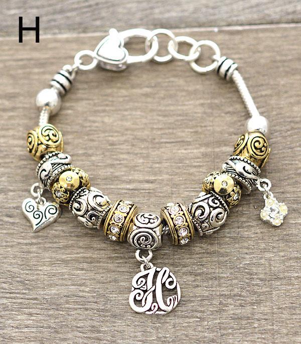 <font color=black>SALE ITEMS</font> :: JEWELRY :: Bracelets :: Beaded Initial Charm Bracelet