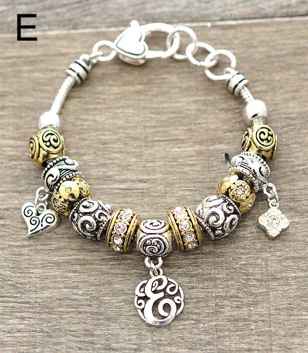 INITIAL JEWELRY :: BRACELETS | EARRINGS :: Beaded Initial Charm Bracelet