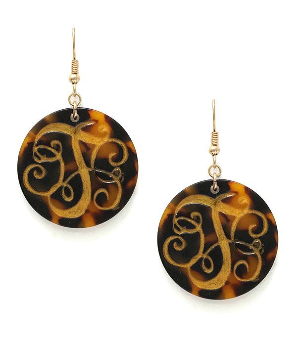 <font color=black>SALE ITEMS</font> :: JEWELRY :: Earrings :: Tortoise Monogram Earrings