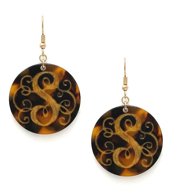 <font color=black>SALE ITEMS</font> :: JEWELRY :: Earrings :: Tortoise Monogram Earrings