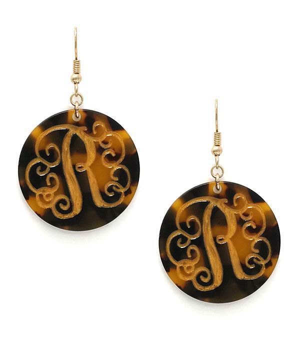 <font color=black>SALE ITEMS</font> :: JEWELRY :: Earrings :: Tortoise Monogram Earrings