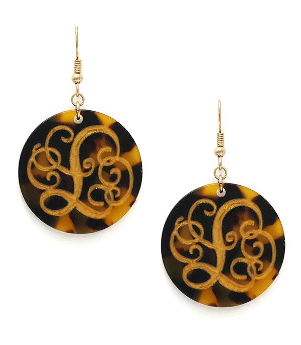 <font color=black>SALE ITEMS</font> :: JEWELRY :: Earrings :: Tortoise Monogram Earrings