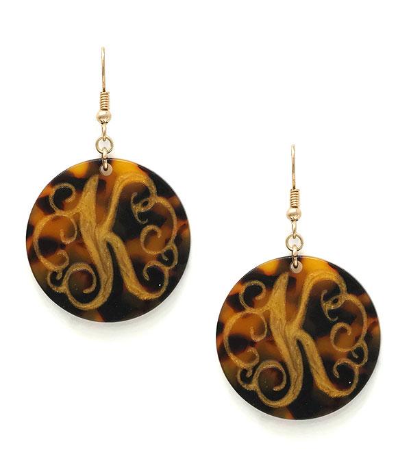 <font color=black>SALE ITEMS</font> :: JEWELRY :: Earrings :: Tortoise Monogram Earrings