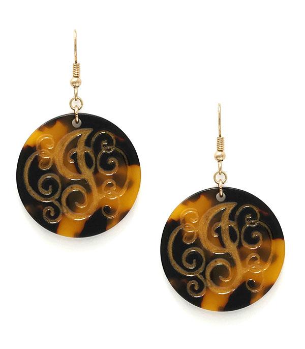 <font color=black>SALE ITEMS</font> :: JEWELRY :: Earrings :: Tortoise Monogram Earrings