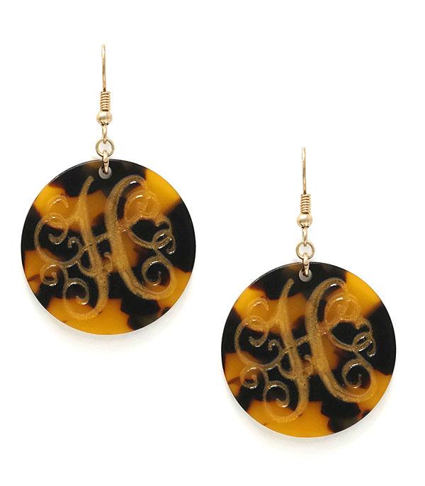 <font color=black>SALE ITEMS</font> :: JEWELRY :: Earrings :: Tortoise Monogram Earrings