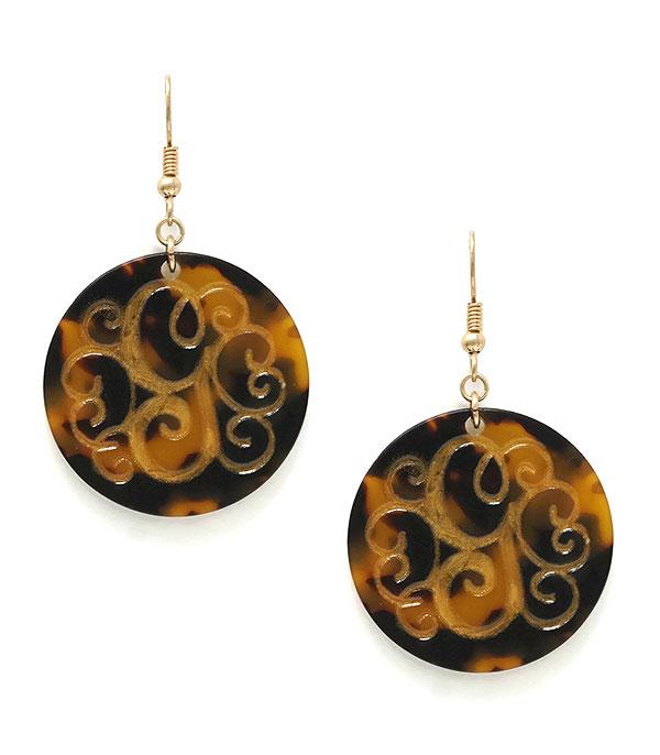 <font color=black>SALE ITEMS</font> :: JEWELRY :: Earrings :: Tortoise Monogram Earrings