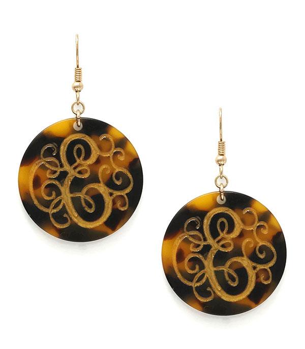 <font color=black>SALE ITEMS</font> :: JEWELRY :: Earrings :: Tortoise Monogram Earrings