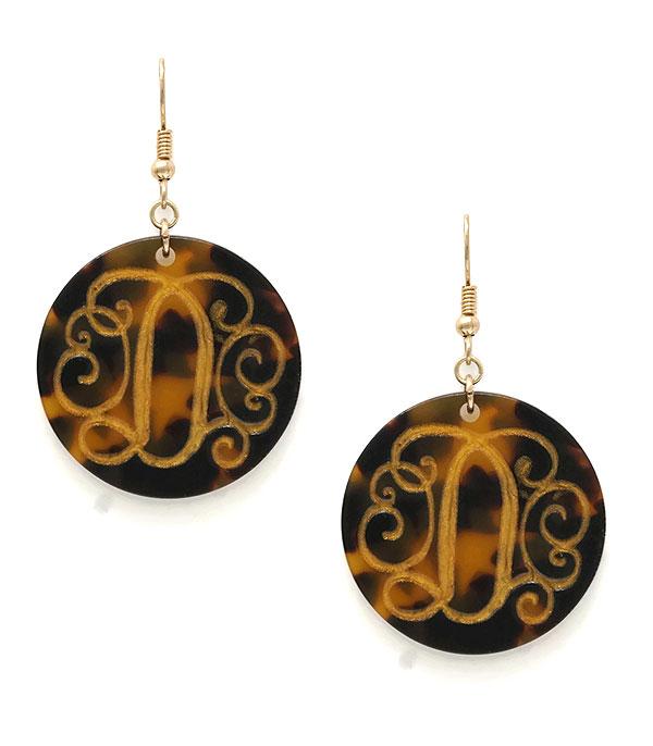 <font color=black>SALE ITEMS</font> :: JEWELRY :: Earrings :: Tortoise Monogram Earrings