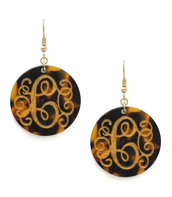 <font color=black>SALE ITEMS</font> :: JEWELRY :: Earrings :: Tortoise Monogram Earrings