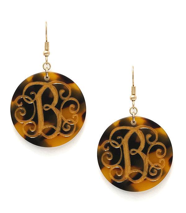 INITIAL JEWELRY :: BRACELETS | EARRINGS :: Tortoise Monogram Earrings