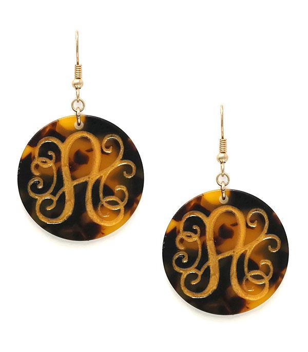 <font color=black>SALE ITEMS</font> :: JEWELRY :: Earrings :: Tortoise Monogram Earrings