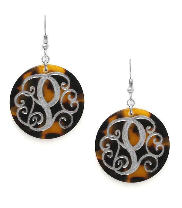 <font color=black>SALE ITEMS</font> :: JEWELRY :: Earrings :: Tortoise Monogram Earrings