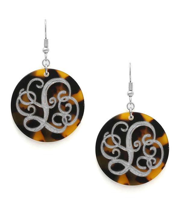 <font color=black>SALE ITEMS</font> :: JEWELRY :: Earrings :: Tortoise Monogram Earrings