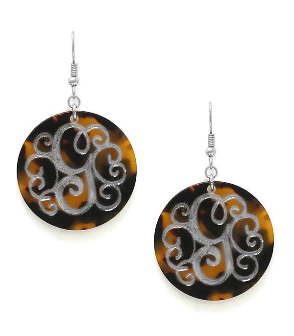 <font color=black>SALE ITEMS</font> :: JEWELRY :: Earrings :: Tortoise Monogram Earrings