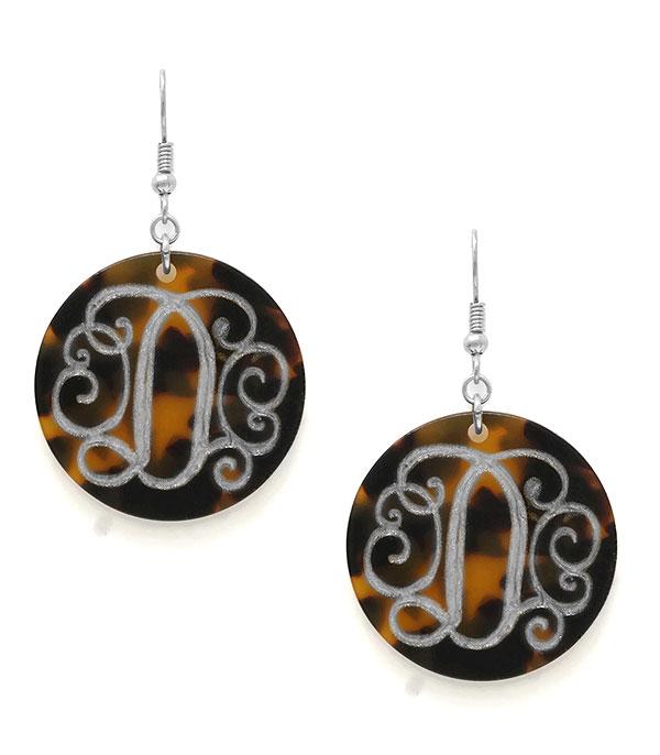 <font color=black>SALE ITEMS</font> :: JEWELRY :: Earrings :: Tortoise Monogram Earrings