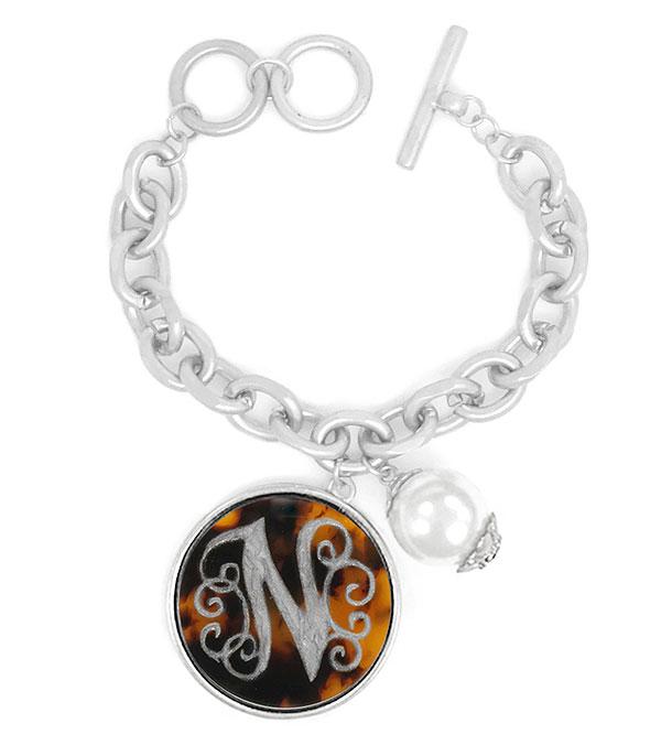 INITIAL JEWELRY :: BRACELETS | EARRINGS :: Tortoise Initial Charm Bracelet