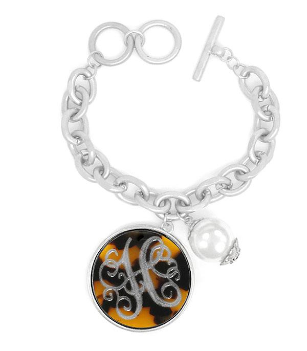 INITIAL JEWELRY :: BRACELETS | EARRINGS :: Tortoise Initial Charm Bracelet