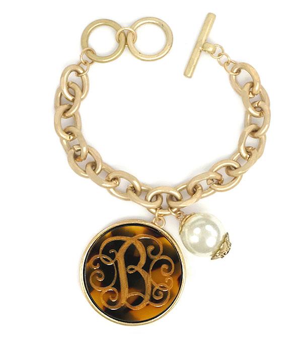 INITIAL JEWELRY :: BRACELETS | EARRINGS :: Tortoise Initial Charm Bracelet