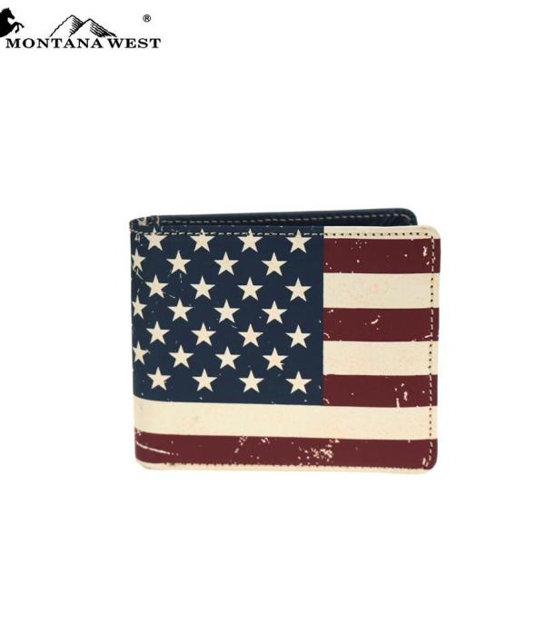 New Arrival :: Montana West US Flag Mens Leather Wallet
