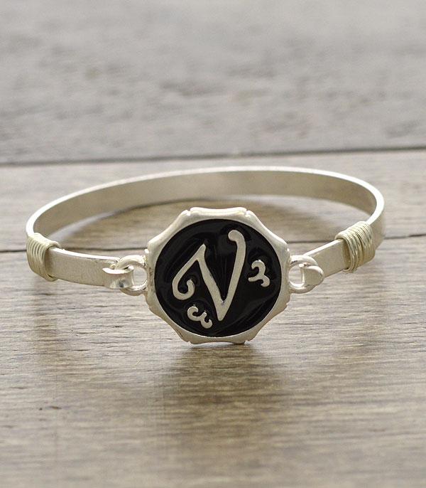 <font color=black>SALE ITEMS</font> :: JEWELRY :: Bracelets :: Black & Silver Initial Bracelet