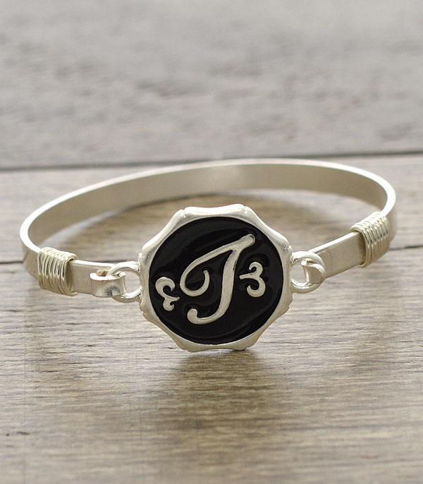 <font color=black>SALE ITEMS</font> :: JEWELRY :: Bracelets :: Black & Silver Initial Bracelet