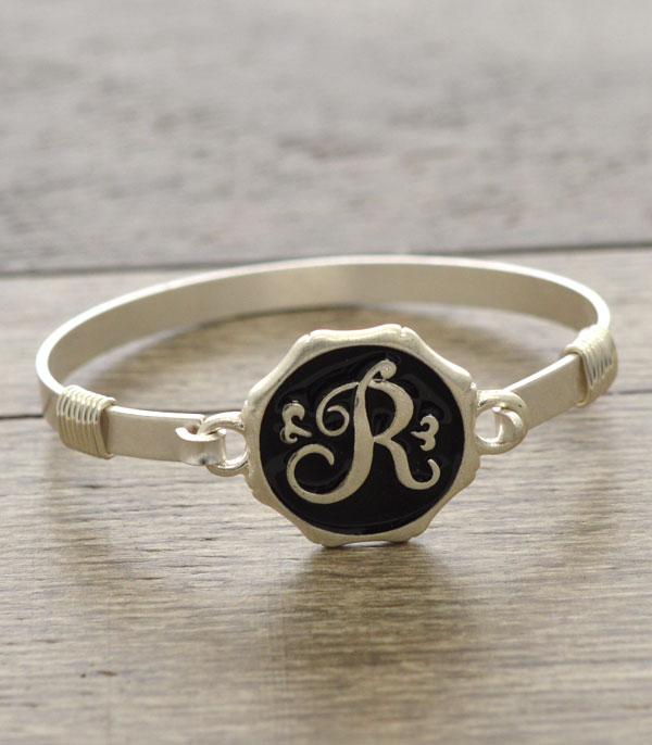 INITIAL JEWELRY :: BRACELETS | EARRINGS :: Black & Silver Initial Bracelet