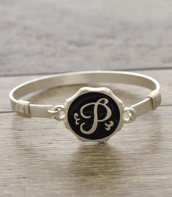 <font color=black>SALE ITEMS</font> :: JEWELRY :: Bracelets :: Black & Silver Initial Bracelet