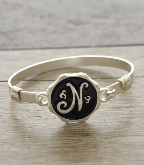 <font color=black>SALE ITEMS</font> :: JEWELRY :: Bracelets :: Black & Silver Initial Bracelet