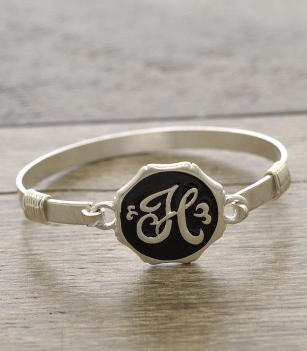 <font color=black>SALE ITEMS</font> :: JEWELRY :: Bracelets :: Black & Silver Initial Bracelet