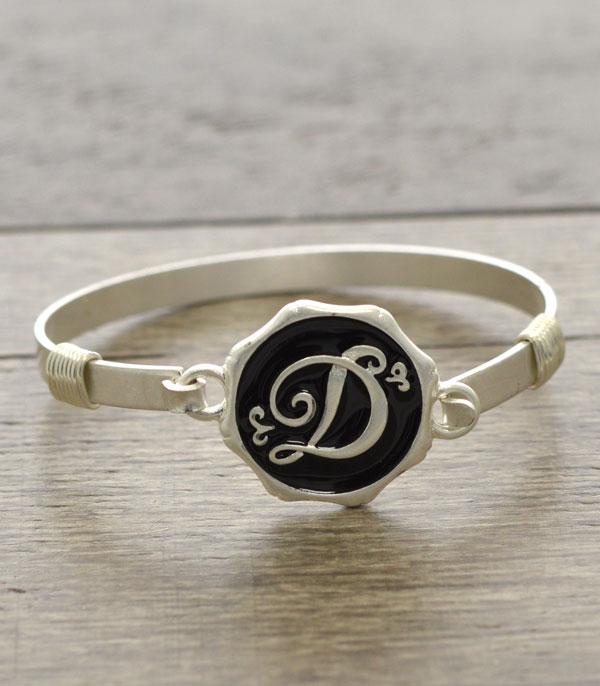 <font color=black>SALE ITEMS</font> :: JEWELRY :: Bracelets :: Black & Silver Initial Bracelet