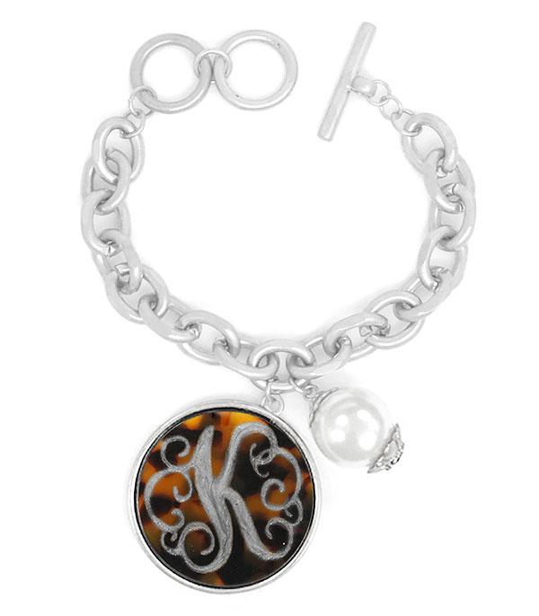 INITIAL JEWELRY :: BRACELETS | EARRINGS :: Tortoise Initial Charm Bracelet