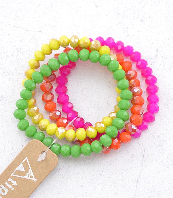 New Arrival :: Wholesale Glass Bead Stacked Bracelets
