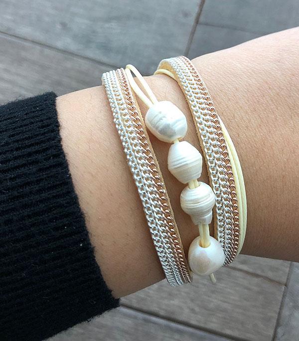 <font color=black>SALE ITEMS</font> :: JEWELRY :: Bracelets :: Pearl Accent Wrap Bracelet