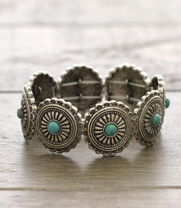 New Arrival :: Turquoise Accent Concho Bracelet