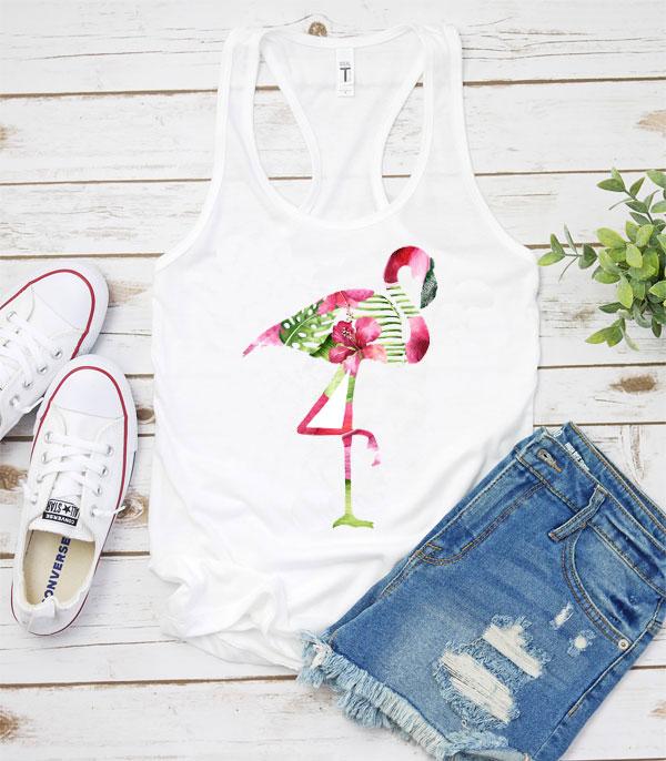 GRAPHIC TEES :: GRAPHIC TEES :: Wholesale Tropical Flamingo Graphic Tank Top