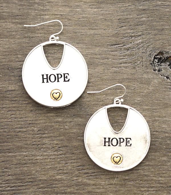 <font color=black>SALE ITEMS</font> :: JEWELRY :: Earrings :: Wholesale Inspirational Hope Casting Earrings