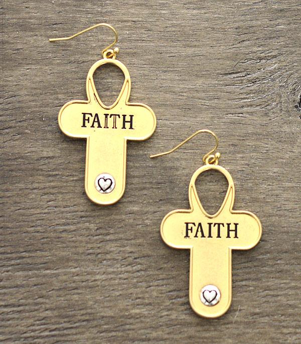 <font color=black>SALE ITEMS</font> :: JEWELRY :: Earrings :: Wholesale Inspirational Faith Cross Earrings