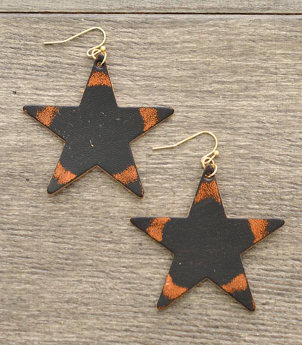 <font color=black>SALE ITEMS</font> :: JEWELRY :: Earrings :: Wholesale Star Vintage Leather Earrings