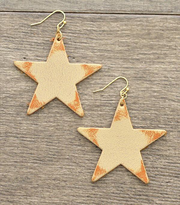 <font color=black>SALE ITEMS</font> :: JEWELRY :: Earrings :: Wholesale Star Vintage Leather Earrings