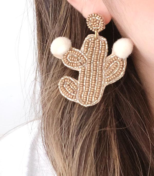 <font color=black>SALE ITEMS</font> :: JEWELRY :: Earrings :: Wholesale Seed Beaded Cactus Earrings