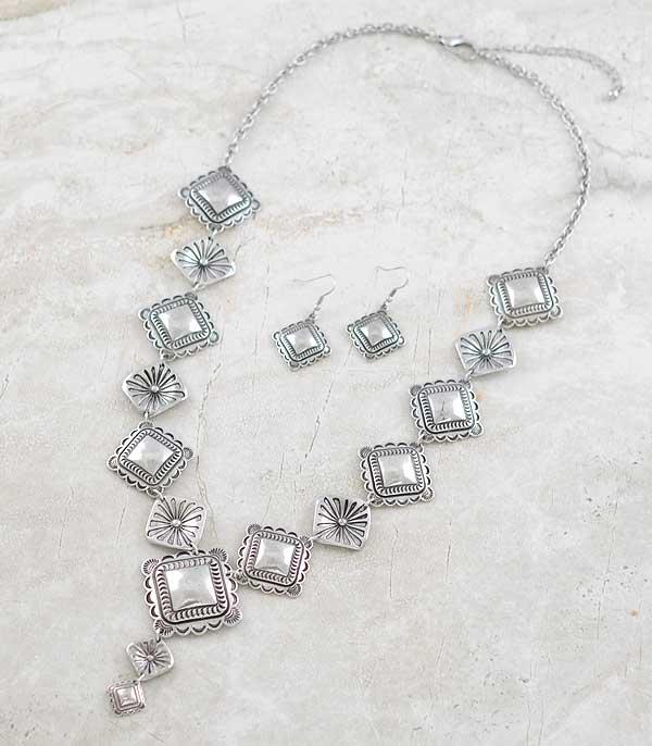 New Arrival :: Wholesale Western Silver Concho Necklace
