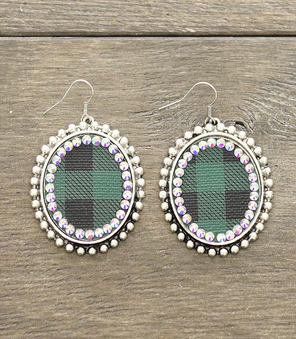 <font color=black>SALE ITEMS</font> :: JEWELRY :: Earrings :: Wholesale Buffalo Plaid Oval Earrings w/Stones