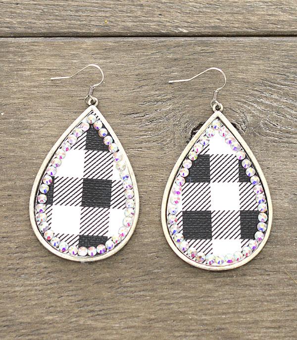 <font color=black>SALE ITEMS</font> :: JEWELRY :: Earrings :: Wholesale Plaid Tear Drop Earrings w/Stones