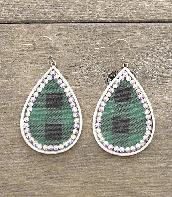 <font color=black>SALE ITEMS</font> :: JEWELRY :: Earrings :: Wholesale Plaid Tear Drop Earrings w/Stones