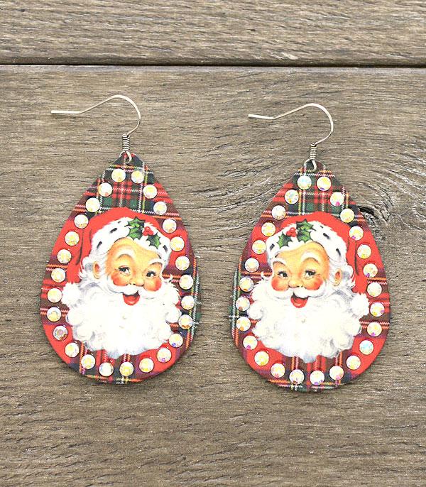 New Arrival :: Wholesale Vintage Santa Plaid Tear Drop Earrings